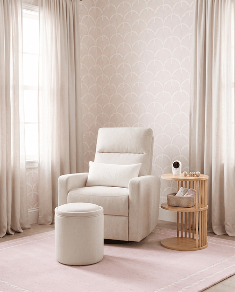 The Glider Plus + Petite Ottoman + Side Table + Lumbar Pillow
