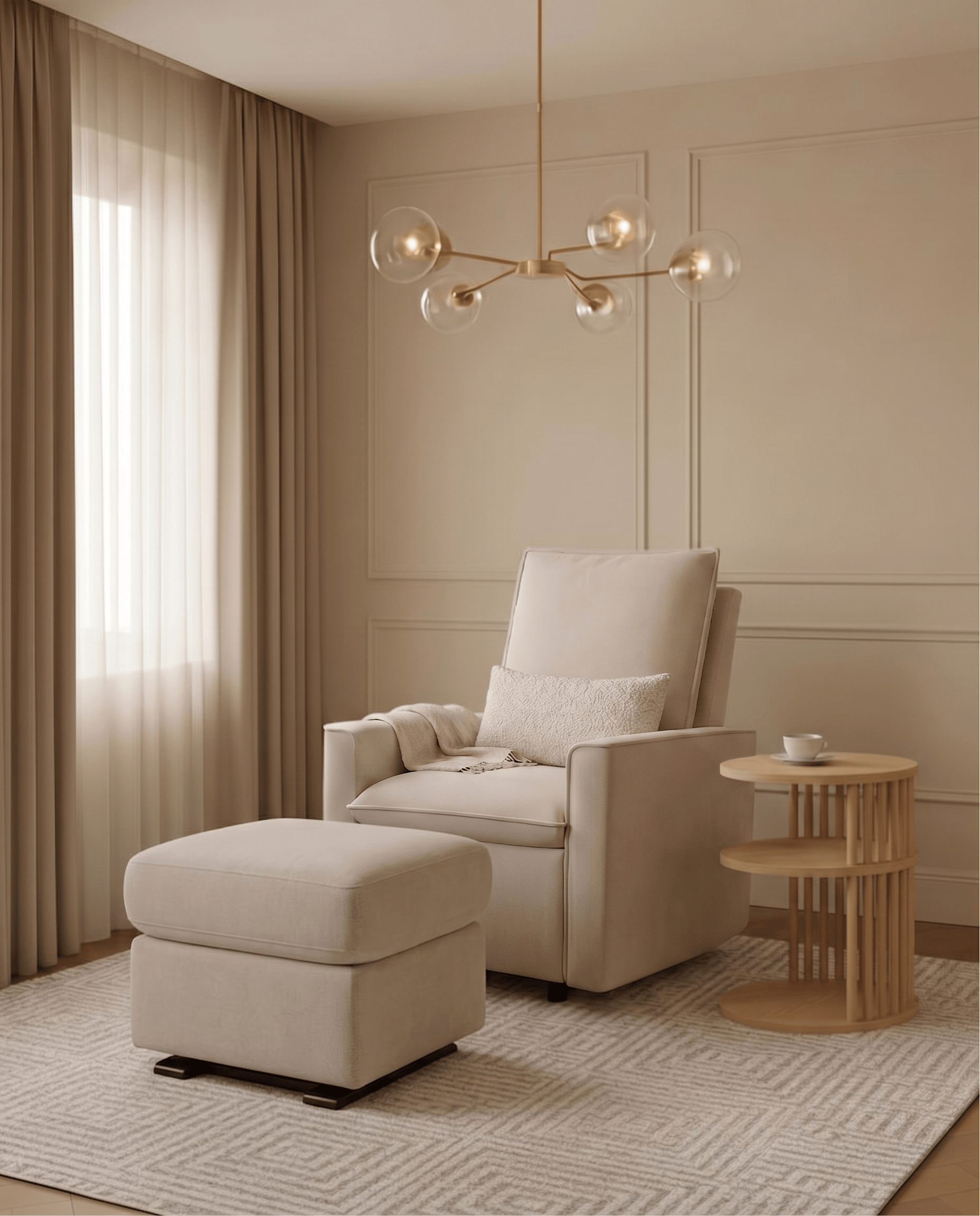 The Montauk + Gliding Ottoman + Lumbar Pillow
