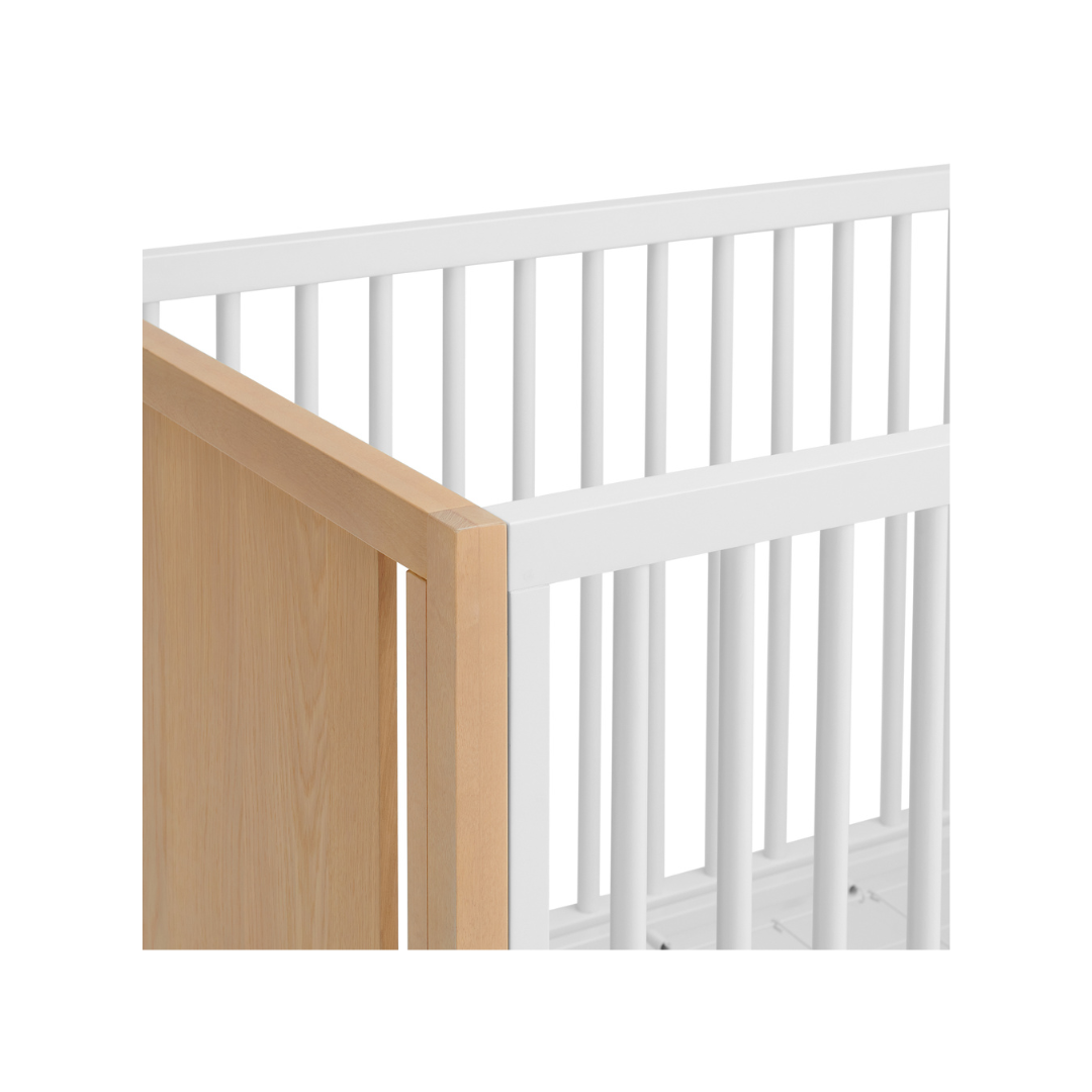 White Wood Baby Cot Bed and Baby Bed Cot Mattress Converts into a